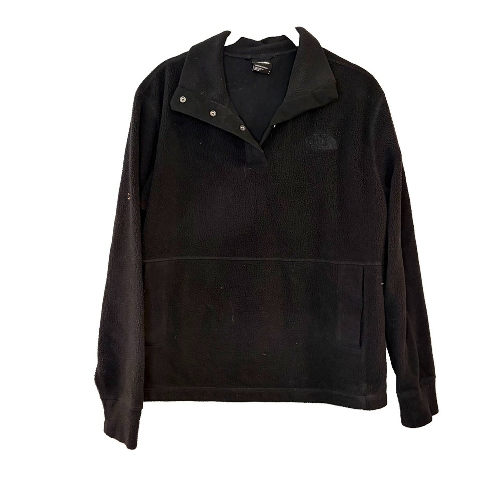 The North Face Women's S Black 1/4 Snap Fleece Pullover Jacket Mock Neck Logo